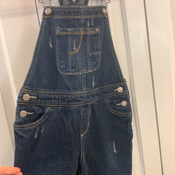Jordache Girls Distressed Denim Overalls size medium 7/8 - Picture 3 of 8